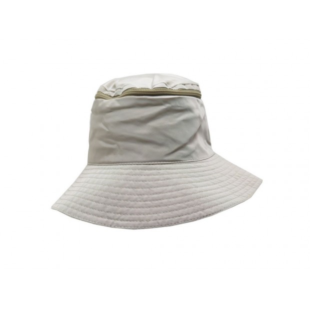 CHAPEAU MOTSCH POUR HERMES EN TOILE BEIGE AVEC TIRETTE BOB CANVAS HAT PULLBACK