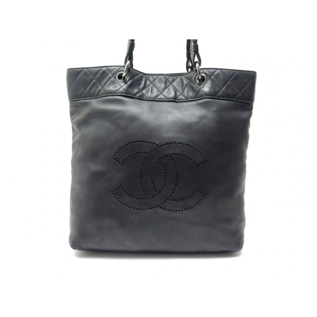 SAC A MAIN CHANEL SHOPPING GM CABAS CUIR NOIR LOGO CC BLACK TOTE BAG PURSE 3500€