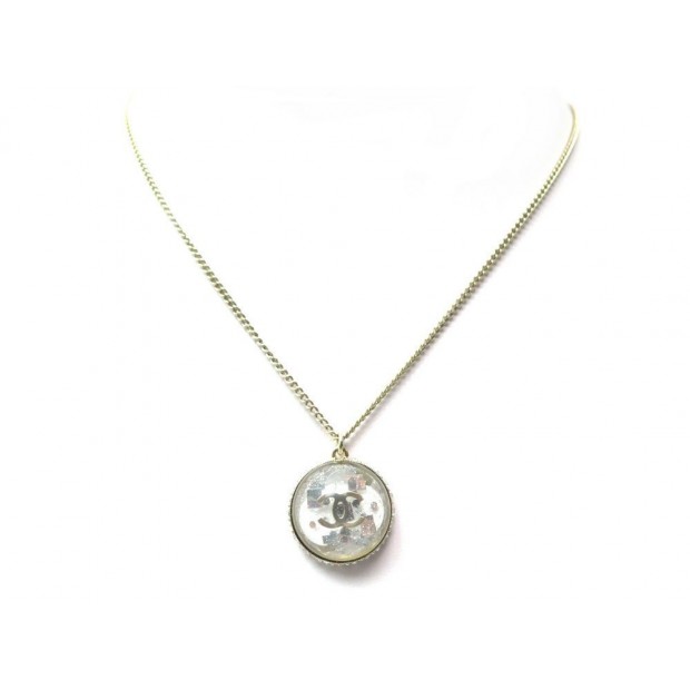 NEUF COLLIER CHANEL DEMIE SPHERE STRASS PENDENTIF