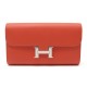 NEUF PORTEFEUILLE HERMES CONSTANCE LONG CUIR EPSOM ORANGE LEATHER BILLFOLD 3650