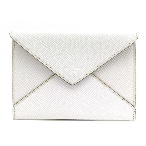 POCHETTE LOUIS VUITTON ENVELOPPE PM CUIR EPI BLANC 