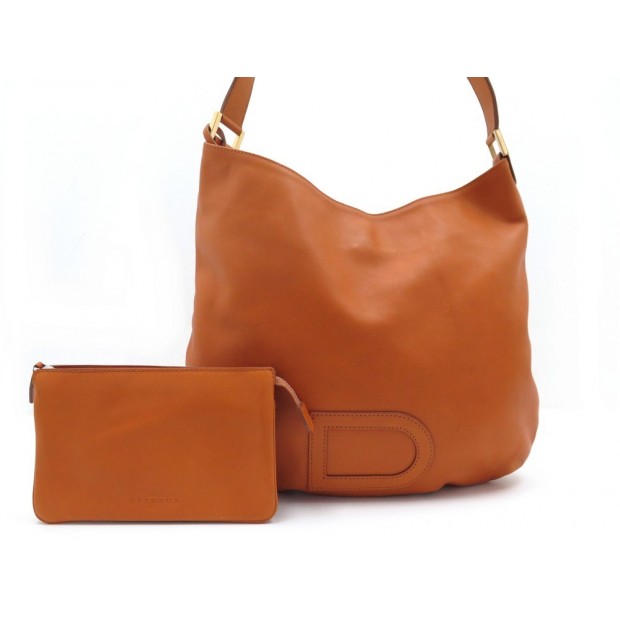 NEUF SAC A MAIN DELVAUX + PORTE MONNAIE CUIR ORANGE 