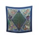 FOULARD HERMES AXIS MUNDI CHRISTINE HENRY CARRE 90 EN SOIE BLEU SILK SCARF 370€