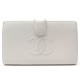 PORTEFEUILLE CHANEL PORTE MONNAIE LOGO CC CUIR CAVIAR BLANC LEATHER WALLET 765€