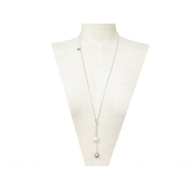 COLLIER POIRAY BOREALE SAUTOIR NOEUD EN OR BLANC & PERLES GOLD PEARLS NECKLACE 