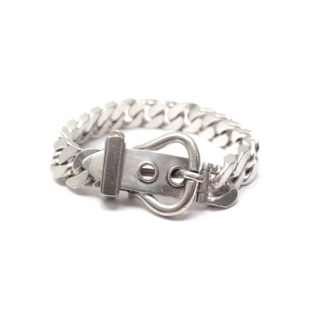 BRACELET HERMES GOURMETTE EN ARGENT FERMOIR CEINTURE CEINTURON 