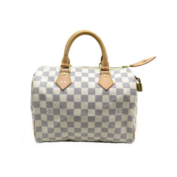 NEUF SAC A MAIN LOUIS VUITTON SPEEDY 25 TOILE DAMIER AZUR CANVAS HAND BAG 785