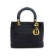 SAC A MAIN CHRISTIAN DIOR LADY DIOR PM EN TOILE CANNAGE NOIR DORE HAND BAG 1900€