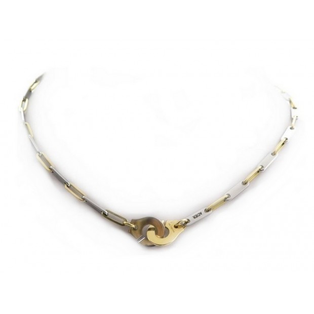 NEUF COLLIER DINH VAN MENOTTES R12 OR JAUNE & ACIER GOLD HANDCUFF NECKLACE 2550€