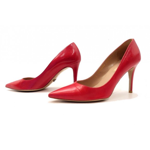 CHAUSSURES VALENTINO ESCARPINS CUIR ROUGE 37 BOITE RED LEATHER COURT SHOES 510€