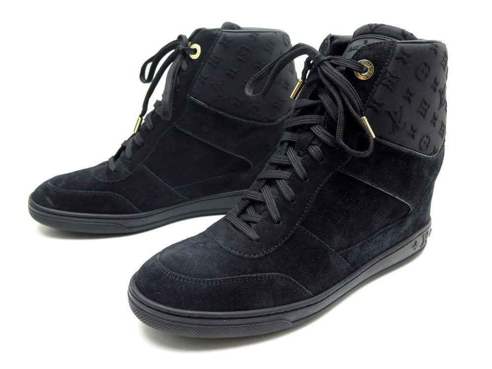 Louis Vuitton - Millenium Suede Wedge Sneakers Noir 38