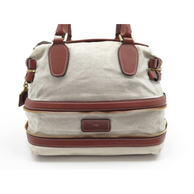 SAC A MAIN CHLOE PADDINGTON ZIPPY TOILE BEIGE & CUIR MARRON CANVAS HANDBAG 1300