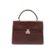 VINTAGE SAC A MAIN 28 CM EN CUIR DE CROCODILE MARRON PORTE MAIN LEATHER HAND BAG