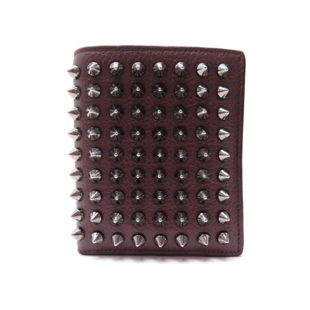 PORTEFEUILLE CHRISTIAN LOUBOUTIN PAROS SPIKE 1165111CM53 BORDEAUX WALLET 400€