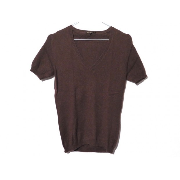 NEUF PULL LORO PIANA MANCHES COURTES 40 IT 36 FR S CACHEMIRE MARRON TOP 980€