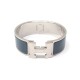 BRACELET HERMES CLIC CLAC H 20 MM METAL ARGENTE EMAIL BLEU 