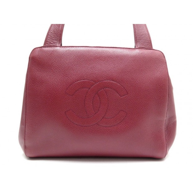 SAC A MAIN CHANEL LOGO CC EN CUIR CAVIAR BORDEAUX LEATHER HAND BAG 2800€