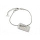 BRACELET DIOR PLAQUE & STRASS EN METAL ARGENTE BIJOU+ BOITE SILVERED JEWEL 230€