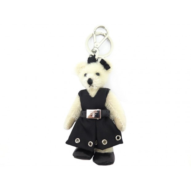 NEUF PORTE CLE PRADA MARLENE 1TO027 EN LAINE MOHAIR OURSON CHARM KEY HOLDER 230€