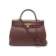 SAC A MAIN HERMES KELLY 35 RETOURNE EN CUIR TOGO MARRON BRULE BANDOULIERE PURSE