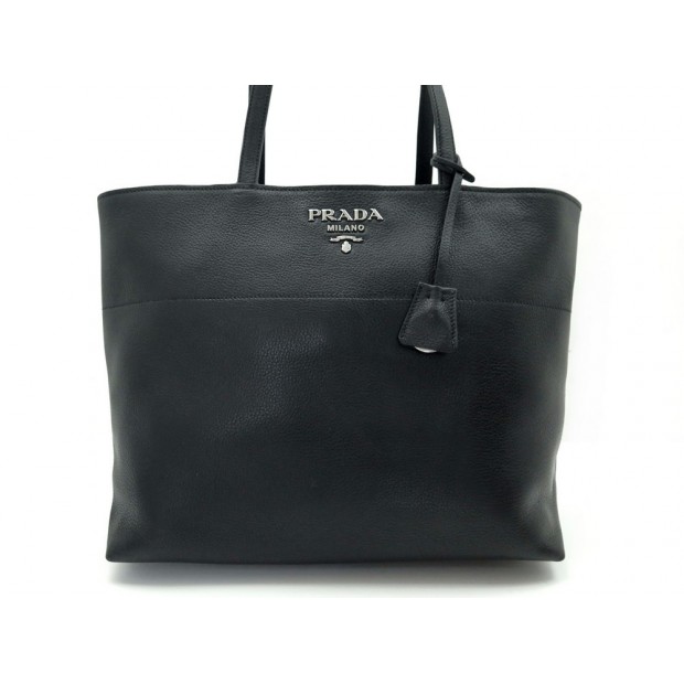 NEUF SAC A MAIN PRADA VITELLO PHENIX 1BG203 CUIR GRAINE NOIR BLACK HANDBAG 1320€