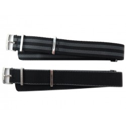 LOT DE 2 BRACELETS DE MONTRE OMEGA NATO 19 MM EN TISSU GRIS ET NOIR WATCH 260€