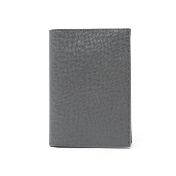 NEUF PORTE PASSEPORT PRADA CUIR SAFFIANO GRIS GREY LEATHER PASSPORT HOLDER 270€