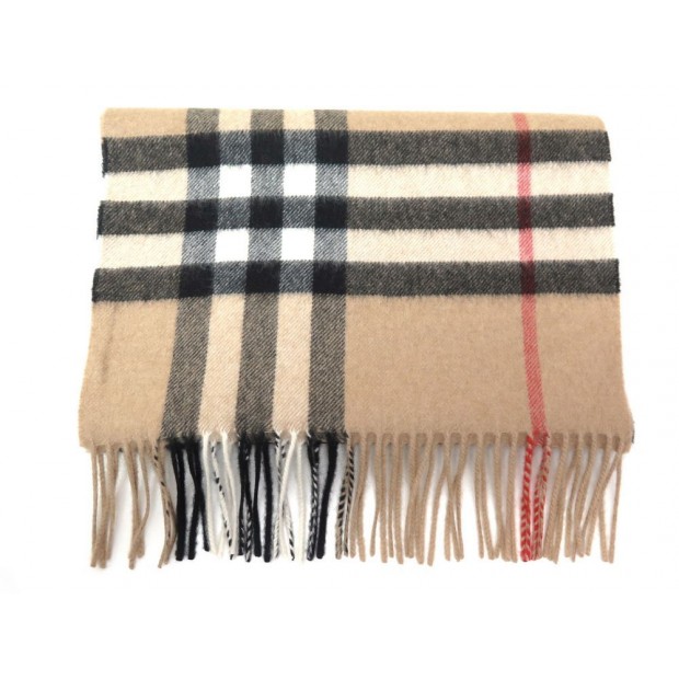 NEUF ECHARPE BURBERRY MOTIF CHECK CLASSIQUE 3929522 CACHEMIRE BEIGE SCARF 390€