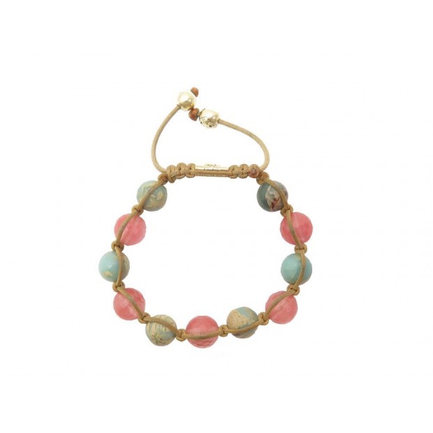 BRACELET NIALAYA EN PERLES ROSE BLEU PLAQUE OR PINK AND BLUE PEARLS GOLD PLATED