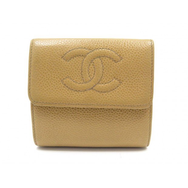 PORTEFEUILLE CHANEL LOGO CC PORTE MONNAIE CARTES EN CUIR CAVIAR BILLFOLD 420€