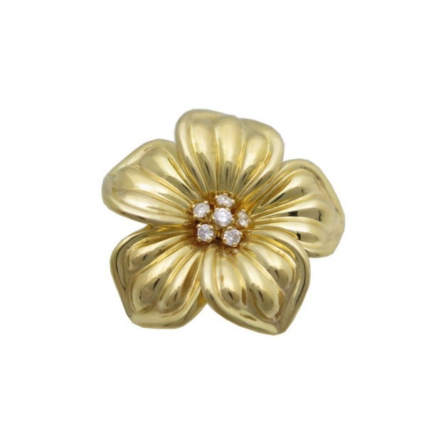 BROCHE VAN CLEEF & ARPELS FLEUR OR JAUNE & DIAMANTS 11.2GR GOLD DIAMOND BROOCH 