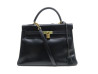 sac a main hermes kelly en cuir box noir 33cm anse