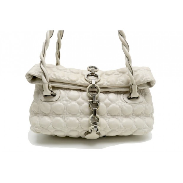 SAC A MAIN SALVATORE FERRAGAMO EN CUIR MATELASSE BEIGE QUILTED PURSE BAG 1100€