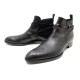 CHAUSSURES LOUIS VUITTON BOTTINES T 11 45 CUIR NOIR BOUT FLEURI LOW BOOTS 950€