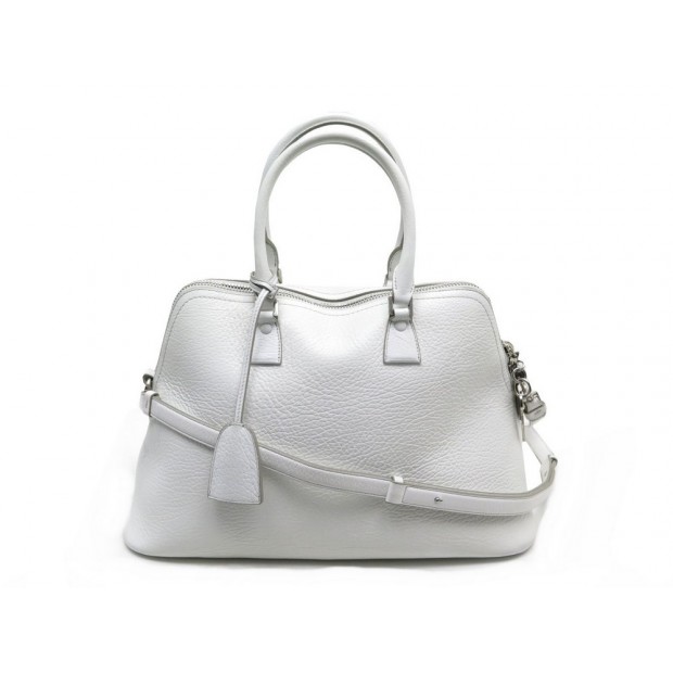 SAC A MAIN MAISON MARGIELA 5AC GRAND FORMAT CUIR GRAINE BLANC BANDOULIERE 2195€