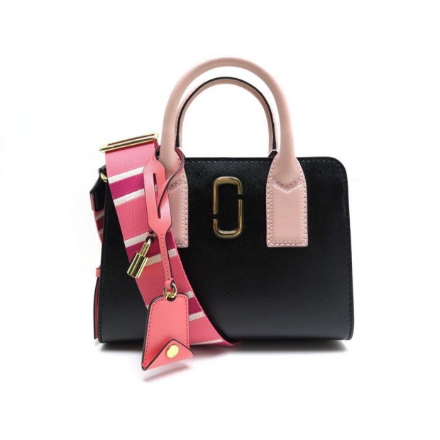 NEUF SAC A MAIN MARC JACOBS LITTLE BIG SHOT BANDOULIERE CUIR NOIR ROSE BAG 395€