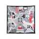 FOULARD HERMES PROMENADE AU FAUBOURG CARRE 90 SOIE NOIR & BLANC SILK SCARF 370