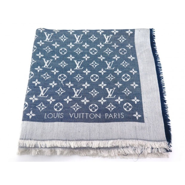 chale louis vuitton monogram denim m71376 en soie et