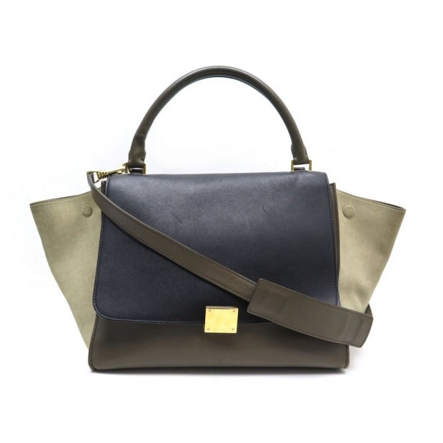 SAC A MAIN CELINE 169543 TRAPEZE MM CUIR & DAIM TRICOLORE BANDOULIERE BAG 2500€