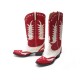 NEUF BOTTES RALPH LAUREN PATRICE T 8B 38 SANTIAG CUIR ROUGE ET ECRU BOOTS 1500