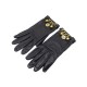 NEUF GANTS HERMES T 7.5 EN CUIR NOIR & CHAINE BRELOQUE DORE BLACK GLOVES 500