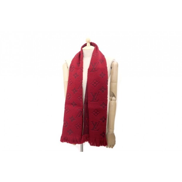 NEUF ECHARPE LOUIS VUITTON M72432 LOGOMANIA ROUGE RUBIS MONOGRAM RED SCARF 320€