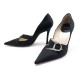 CHAUSSURES CHRISTIAN DIOR ESCARPINS T 41 EN SATIN NOIR LOGO D STRASS SHOES 630