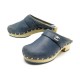 NEUF CHAUSSURES CHANEL SABOTS TIMELESS 38 EN CUIR VIEILLI BLEU CLOG SHOES 770€