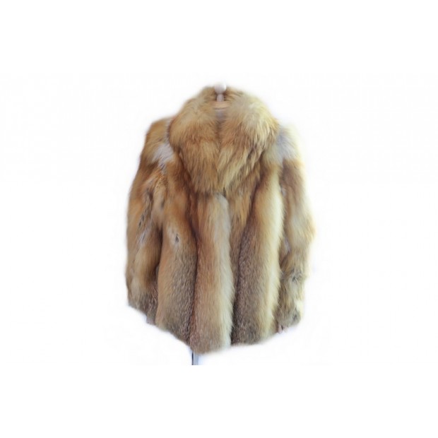 NEUF MANTEAU COURT EN FOURRURE DE RENARD ROUX 42 L FEMME GINGER MINK FUR COAT