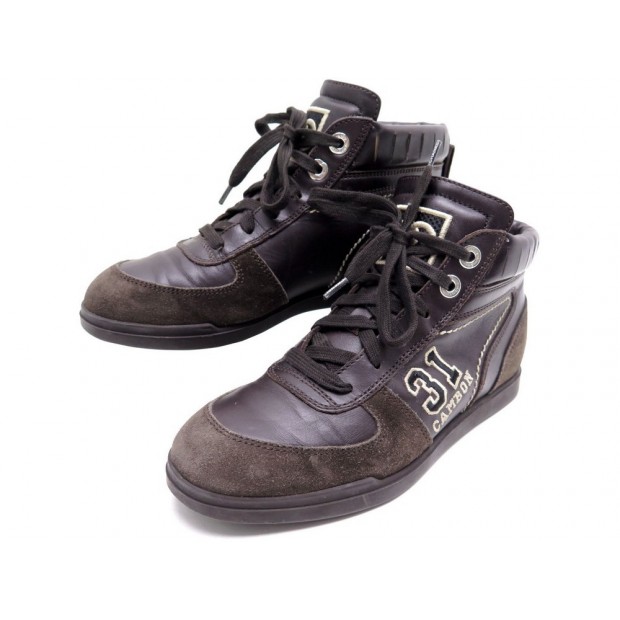 CHAUSSURES CHANEL G26532 BASKETS 31 RUE CAMBON 36 CUIR DAIM MARRON SNEAKERS 750€