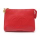 NEUF TROUSSE POCHETTE A MAIN CHANEL CUIR CAVIAR ROUGE LOGO CC SAC CLUTCH 630€