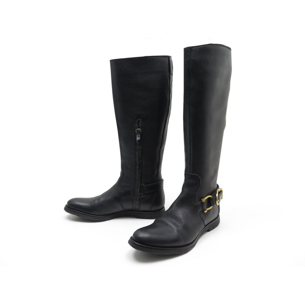 bottes burberry motardes cavalieres 38 en cuir graine