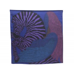 NEUF GAVROCHE HERMES ZEBRA PEGASUS PAR ALICE SHIRLEY EN SOIE VIOLET SCARF 170€