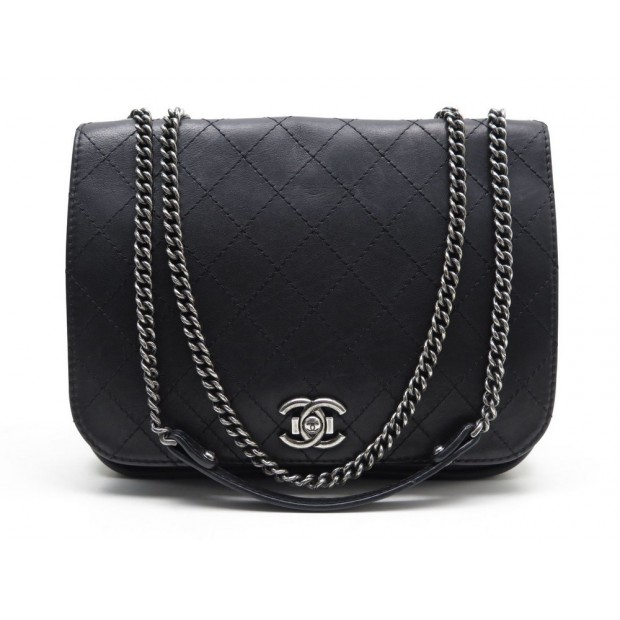 SAC A MAIN CHANEL TIMELESS CUIR NOIR ATTRIBUTS RUTHENIUM BANDOULIERE PURSE 4800€